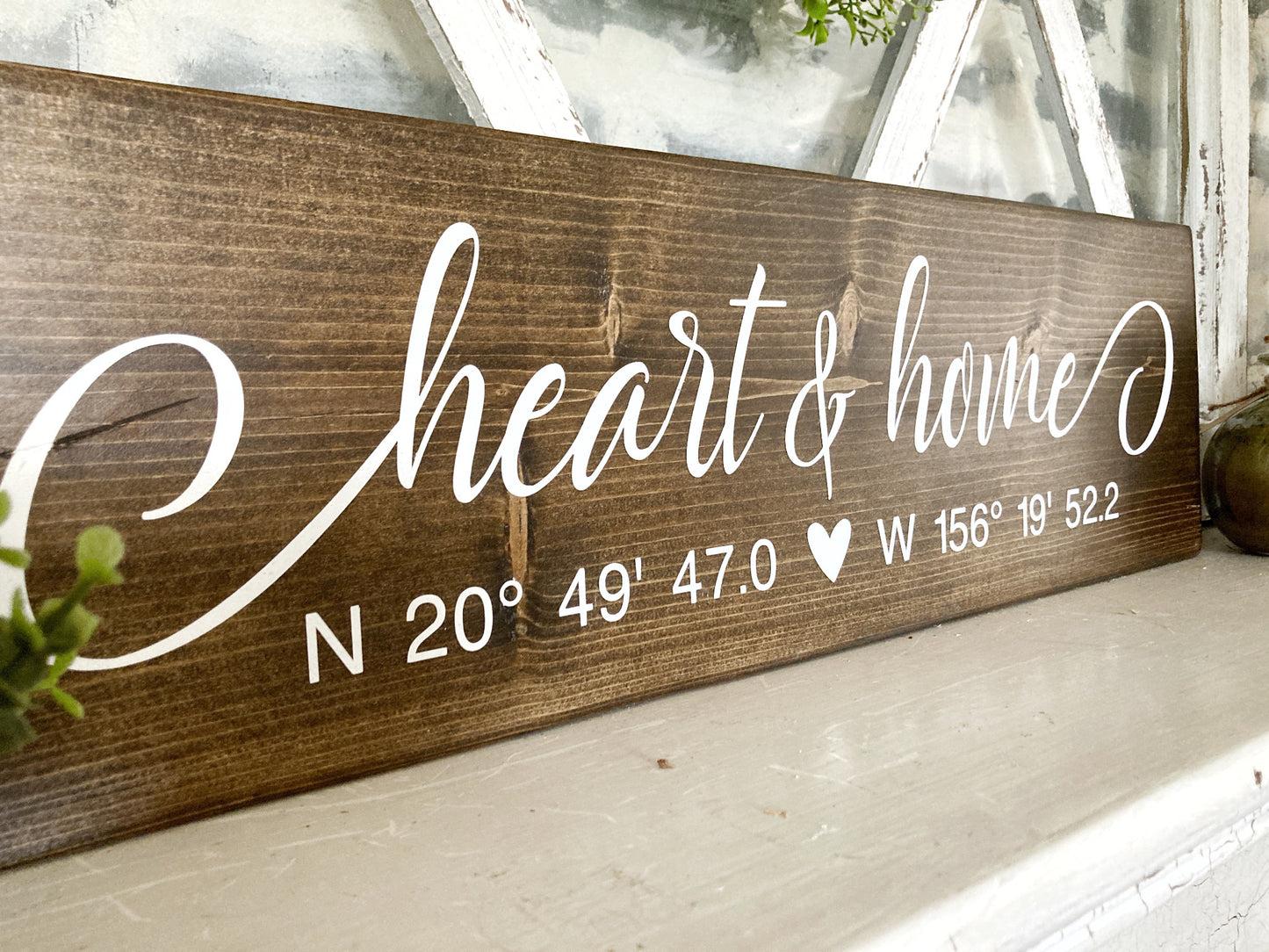 Heart & Home Coordinate Wood Sign